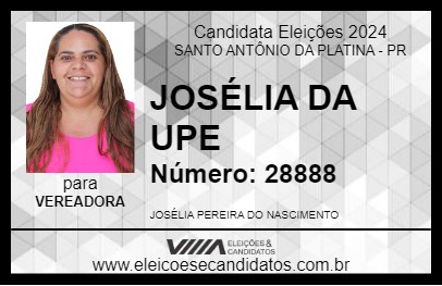 Candidato JOSÉLIA DO NASCIMENTO 2024 - SANTO ANTÔNIO DA PLATINA - Eleições