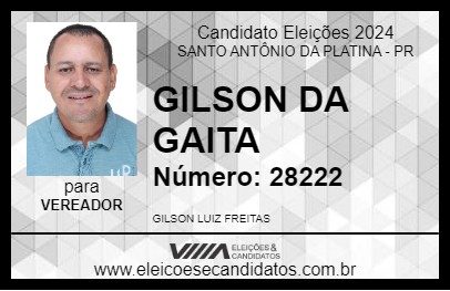 Candidato GILSON DA GAITA 2024 - SANTO ANTÔNIO DA PLATINA - Eleições