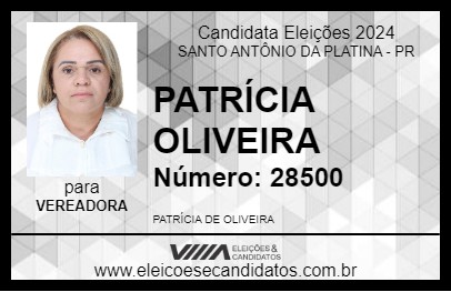 Candidato PATRÍCIA OLIVEIRA 2024 - SANTO ANTÔNIO DA PLATINA - Eleições