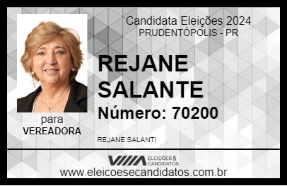 Candidato REJANE SALANTE 2024 - PRUDENTÓPOLIS - Eleições