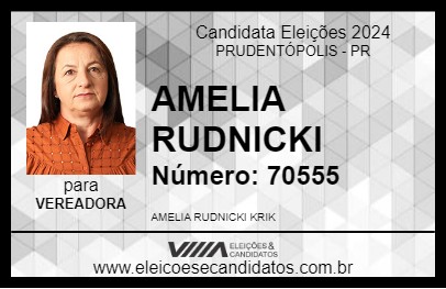 Candidato AMELIA RUDNICKI 2024 - PRUDENTÓPOLIS - Eleições