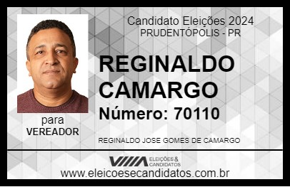 Candidato REGINALDO CAMARGO 2024 - PRUDENTÓPOLIS - Eleições