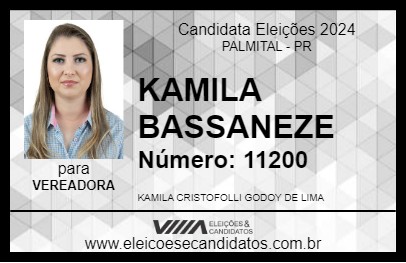 Candidato KAMILA BASSANEZE 2024 - PALMITAL - Eleições