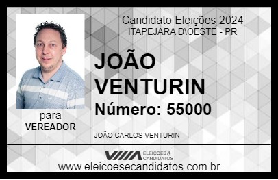 Candidato JOÃO VENTURIN 2024 - ITAPEJARA D\OESTE - Eleições