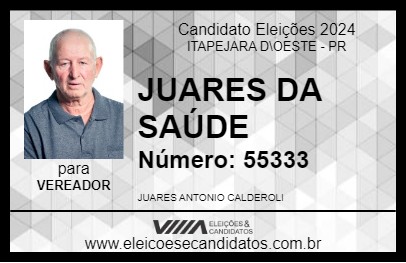 Candidato JUARES CALDEROLI 2024 - ITAPEJARA D\OESTE - Eleições