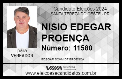 Candidato NISIO EDEGAR PROENÇA 2024 - SANTA TEREZA DO OESTE - Eleições