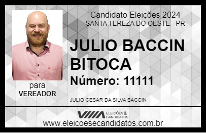 Candidato JULIO BACCIN BITOCA 2024 - SANTA TEREZA DO OESTE - Eleições