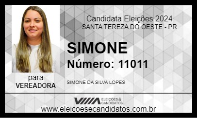 Candidato SIMONE 2024 - SANTA TEREZA DO OESTE - Eleições