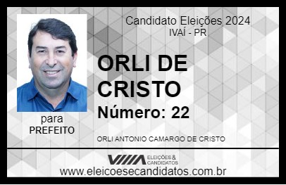 Candidato ORLI DE CRISTO 2024 - IVAÍ - Eleições