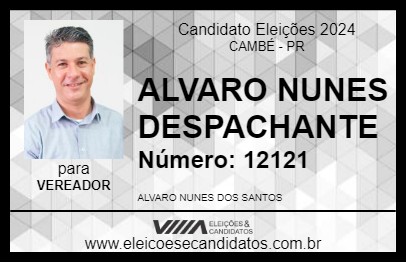 Candidato ALVARO NUNES DESPACHANTE 2024 - CAMBÉ - Eleições