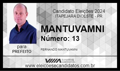 Candidato MANTUVAMNI 2024 - ITAPEJARA D\OESTE - Eleições