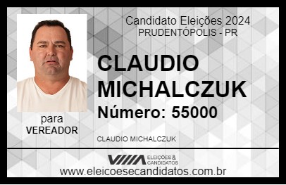 Candidato CLAUDIO MICHALCZUK 2024 - PRUDENTÓPOLIS - Eleições