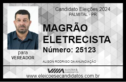 Candidato MAGRÃO ELETRECISTA  2024 - PALMITAL - Eleições