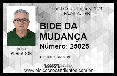 Candidato BIDE DA MUDANÇA 2024 - PALMITAL - Eleições