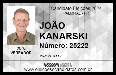 Candidato JOÃO KANARSKI 2024 - PALMITAL - Eleições