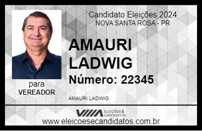 Candidato AMAURI LADWIG 2024 - NOVA SANTA ROSA - Eleições