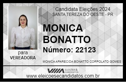 Candidato MONICA BONATTO 2024 - SANTA TEREZA DO OESTE - Eleições