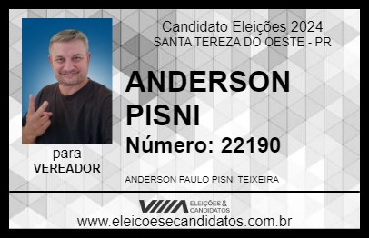 Candidato ANDERSON PISNI 2024 - SANTA TEREZA DO OESTE - Eleições