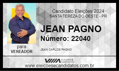 Candidato JEAN PAGNO 2024 - SANTA TEREZA DO OESTE - Eleições