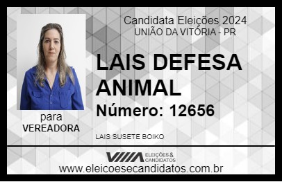 Candidato LAIS DEFESA ANIMAL 2024 - UNIÃO DA VITÓRIA - Eleições