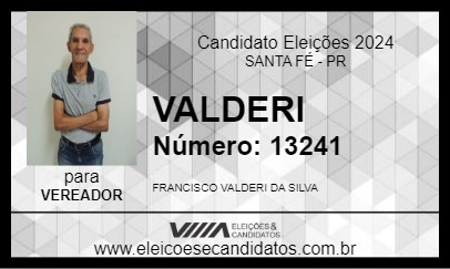 Candidato VALDERI 2024 - SANTA FÉ - Eleições