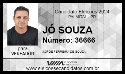 Candidato JÓ SOUZA 2024 - PALMITAL - Eleições