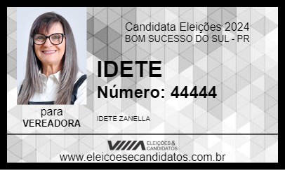 Candidato IDETE 2024 - BOM SUCESSO DO SUL - Eleições