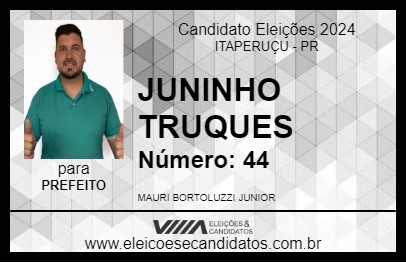 Candidato JUNINHO TRUQUES 2024 - ITAPERUÇU - Eleições