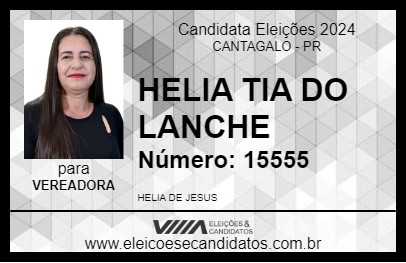 Candidato HELIA TIA DO LANCHE 2024 - CANTAGALO - Eleições