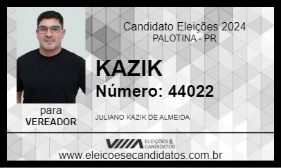 Candidato JULIANO KAZIK 2024 - PALOTINA - Eleições