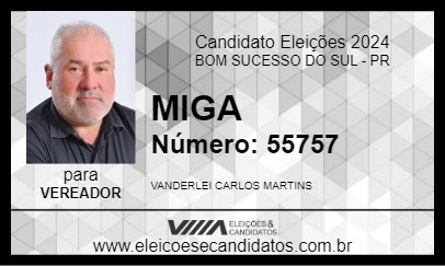 Candidato MIGA 2024 - BOM SUCESSO DO SUL - Eleições