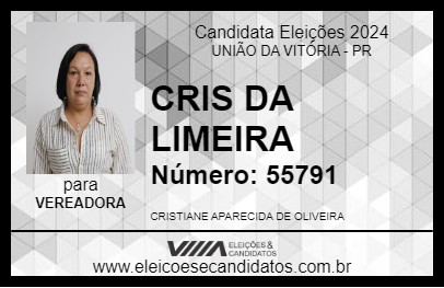 Candidato CRIS DA LIMEIRA 2024 - UNIÃO DA VITÓRIA - Eleições