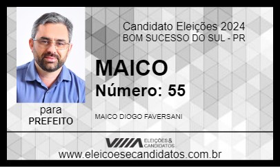 Candidato MAICO 2024 - BOM SUCESSO DO SUL - Eleições