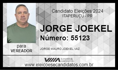 Candidato JORGE JOEKEL 2024 - ITAPERUÇU - Eleições