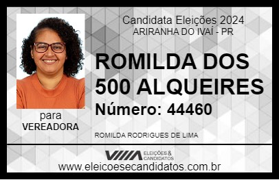 Candidato ROMILDA DOS 500 ALQUEIRES 2024 - ARIRANHA DO IVAÍ - Eleições