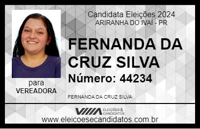 Candidato FERNANDA DA CRUZ SILVA 2024 - ARIRANHA DO IVAÍ - Eleições