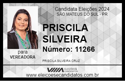 Candidato PRISCILA SILVEIRA 2024 - SÃO MATEUS DO SUL - Eleições