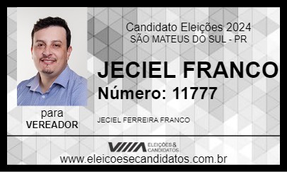 Candidato JECIEL FRANCO 2024 - SÃO MATEUS DO SUL - Eleições