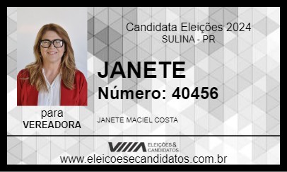 Candidato JANETE 2024 - SULINA - Eleições