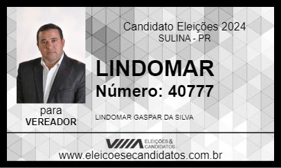 Candidato LINDOMAR 2024 - SULINA - Eleições