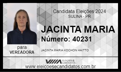 Candidato JACINTA MARIA 2024 - SULINA - Eleições