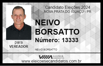 Candidato NEIVO BORSATTO 2024 - NOVA PRATA DO IGUAÇU - Eleições