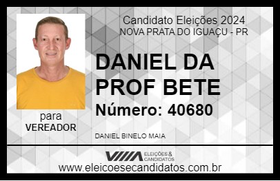 Candidato DANIEL DA PROF BETE 2024 - NOVA PRATA DO IGUAÇU - Eleições