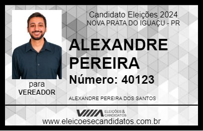 Candidato ALEXANDRE PEREIRA 2024 - NOVA PRATA DO IGUAÇU - Eleições