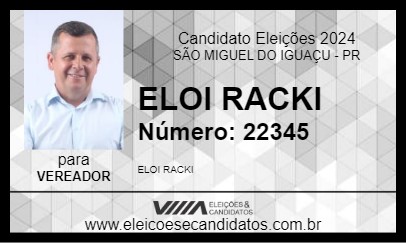 Candidato ELOI RACKI 2024 - SÃO MIGUEL DO IGUAÇU - Eleições