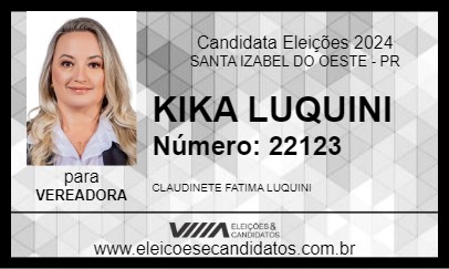 Candidato KIKA LUQUINI 2024 - SANTA IZABEL DO OESTE - Eleições