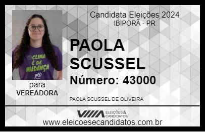 Candidato PAOLA SCUSSEL 2024 - IBIPORÃ - Eleições