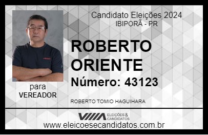 Candidato ROBERTO ORIENTE 2024 - IBIPORÃ - Eleições