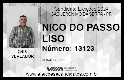 Candidato NICO DO PASSO LISO 2024 - SÃO JERÔNIMO DA SERRA - Eleições