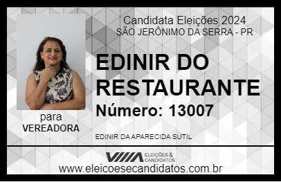 Candidato EDINIR DO RESTAURANTE 2024 - SÃO JERÔNIMO DA SERRA - Eleições